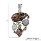 Handgearbeiteter, natürlicher Yooperlith, Welo Opal und mehrfarbiger Edelstein-Anhänger, 925 Silber ca. 14,76 ct