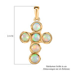 Natürlicher, äthiopischer Welo Opal Kreuz-Anhänger, 925 Silber vergoldet ca. 1.52 ct