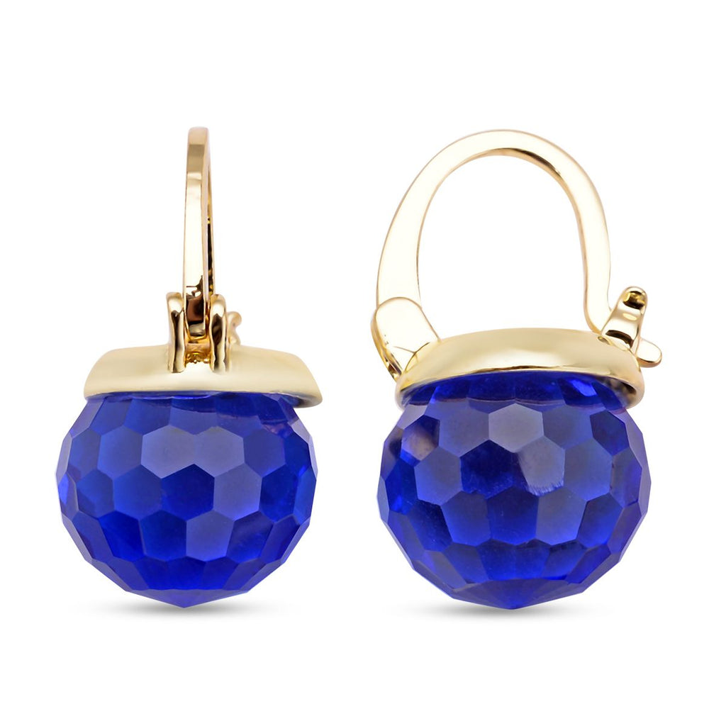Blaue Kristall-Ohrringe, reines Messing