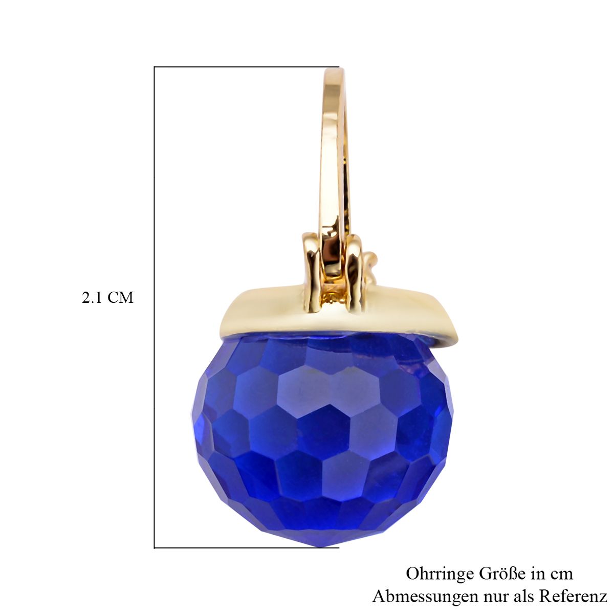 Blaue Kristall-Ohrringe, reines Messing