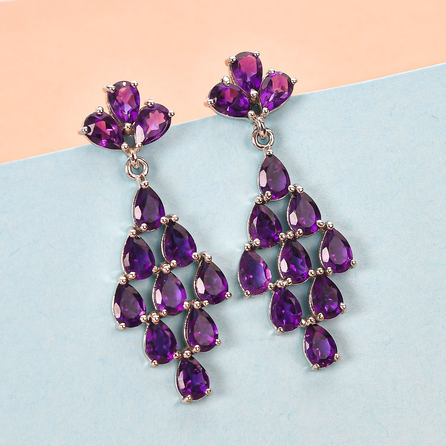 Lusaka Amethyst-Ohrringe, 925 Silber platiniert ca. 8,71 ct