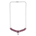 Rhodolith Granat-Collier, ca. 45 cm, 925 Silber platiniert ca. 17.57 ct