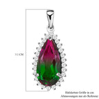 Wassermelonen-Quarz-Triplette und weißer Zirkon-Anhänger, 925 Silber platiniert ca. 7.60 ct