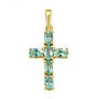 AA Äthiopischer Smaragd Kreuz-Anhänger, 925 Silber Gelbgold Vermeil ca. 1.27 ct