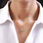 AA Äthiopischer Smaragd Kreuz-Anhänger, 925 Silber Gelbgold Vermeil ca. 1.27 ct
