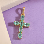 AA Äthiopischer Smaragd Kreuz-Anhänger, 925 Silber Gelbgold Vermeil ca. 1.27 ct