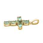 AA Äthiopischer Smaragd Kreuz-Anhänger, 925 Silber Gelbgold Vermeil ca. 1.27 ct