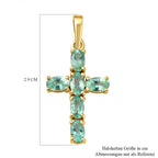 AA Äthiopischer Smaragd Kreuz-Anhänger, 925 Silber Gelbgold Vermeil ca. 1.27 ct