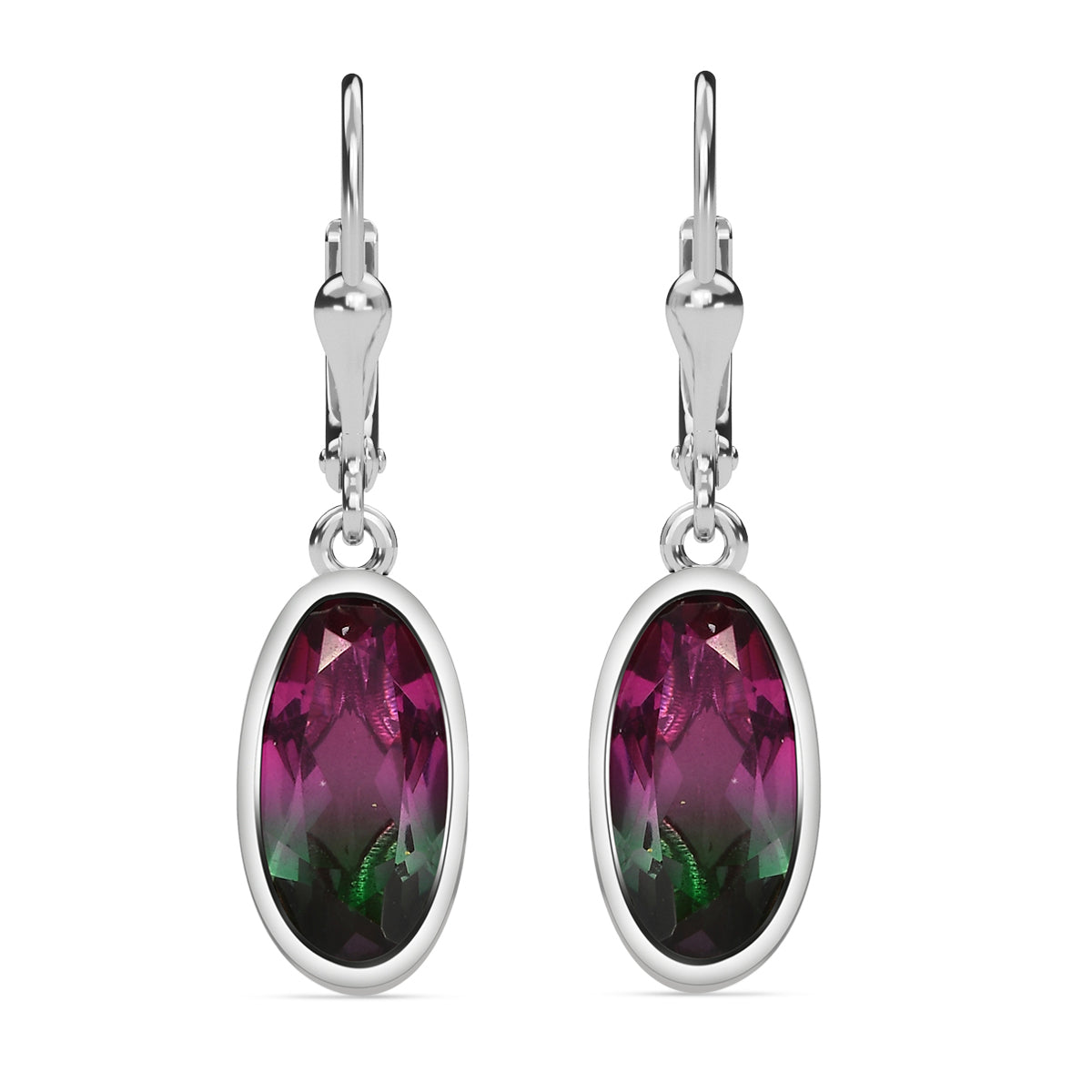 Wassermelonen-Quarz-Triplett Ohrringe 925 Silber platiniert ca. 6,78 ct