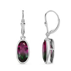 Wassermelonen-Quarz-Triplett Ohrringe 925 Silber platiniert ca. 6,78 ct