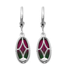 Wassermelonen-Quarz-Triplett Ohrringe 925 Silber platiniert ca. 6,78 ct