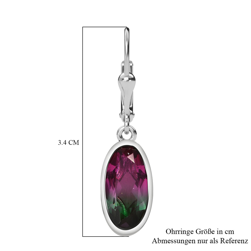Wassermelonen-Quarz-Triplett Ohrringe 925 Silber platiniert ca. 6,78 ct