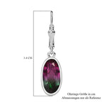 Wassermelonen-Quarz-Triplett Ohrringe 925 Silber platiniert ca. 6,78 ct