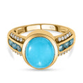 Amerikanischer, natürlicher Sleeping Beauty Türkis und schweizer Blautopas Ring, 925 Silber Gelbgold Vermeil (Größe 16.00) ca. 3.68 ct