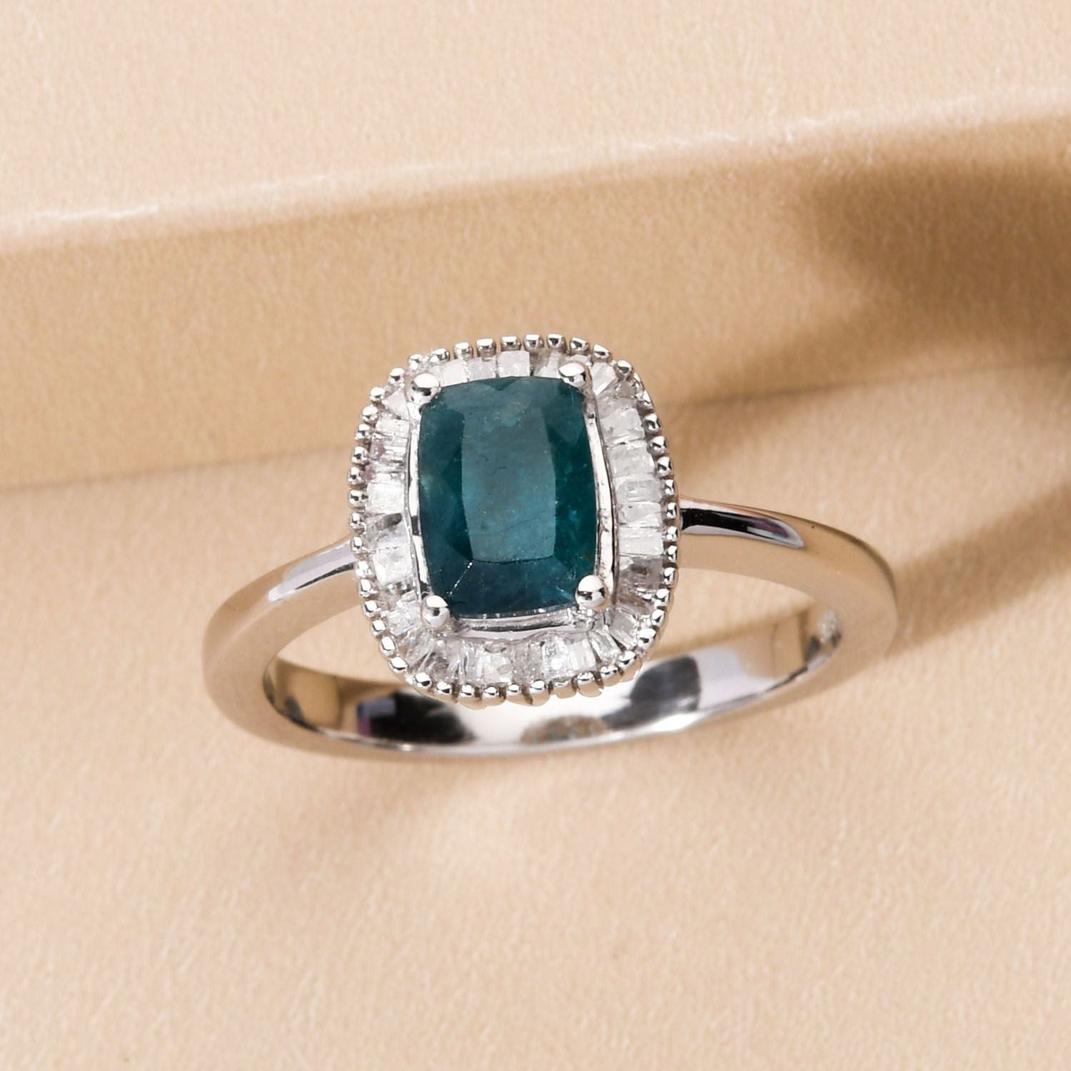 Natürlicher Grandidierit und weißer Diamant-Ring, 925 Silber platiniert ca. 1.61 ct