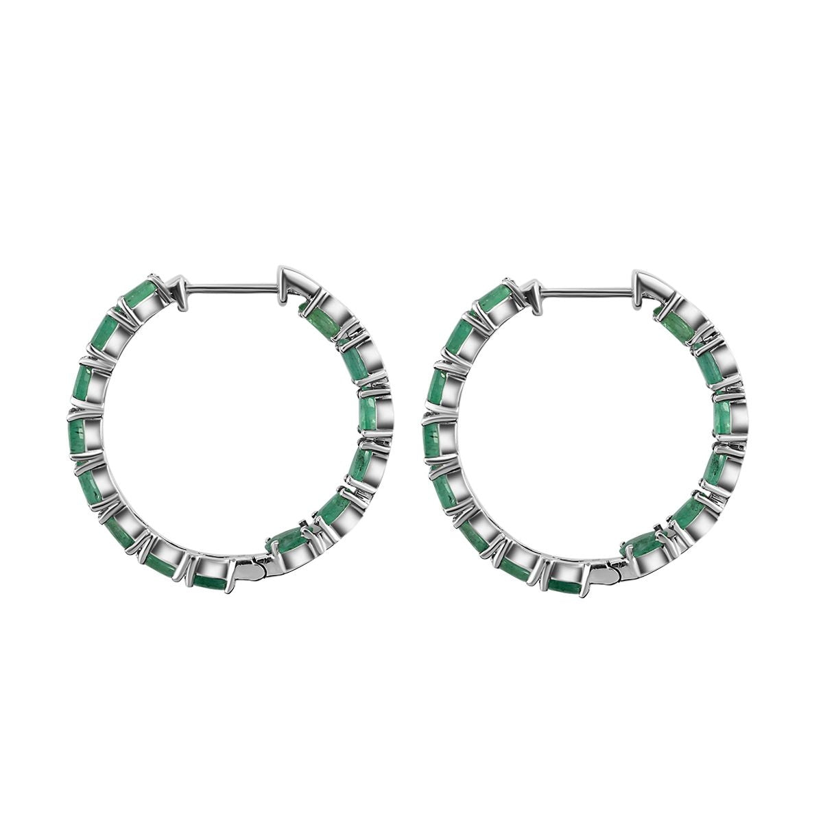 Kagem sambische Smaragd-Creolen, 925 Silber platiniert ca. 6.05 ct
