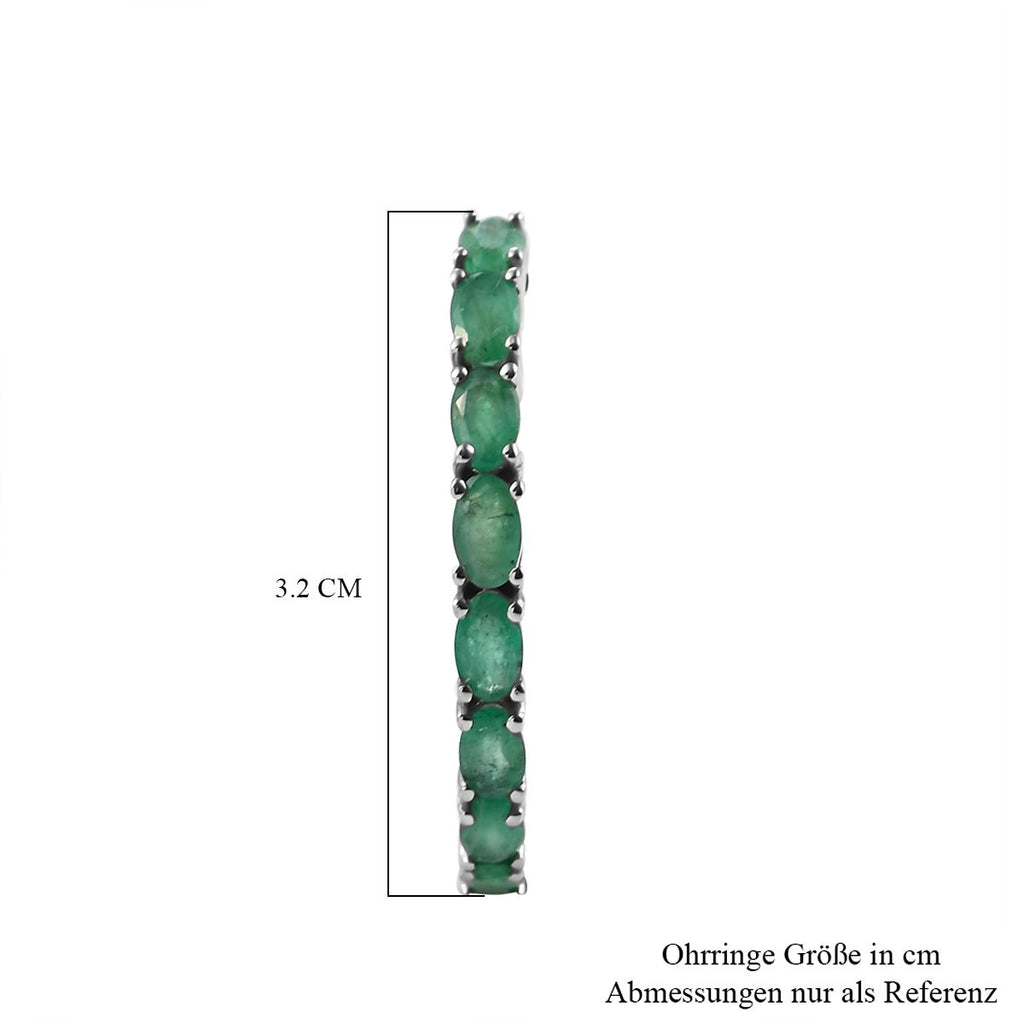 Kagem sambische Smaragd-Creolen, 925 Silber platiniert ca. 6.05 ct