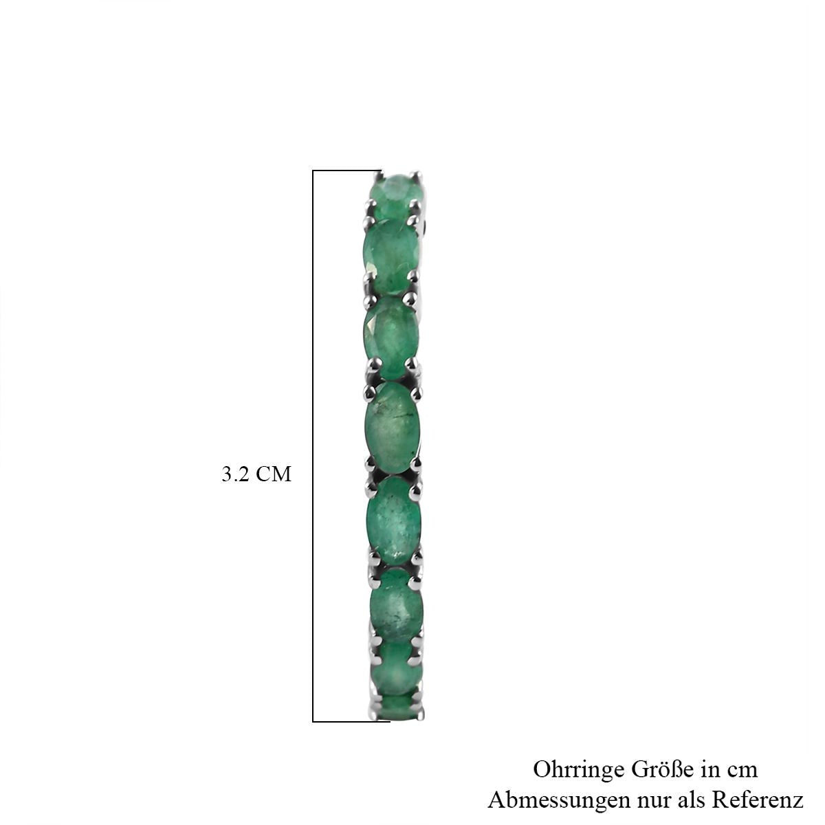 Kagem sambische Smaragd-Creolen, 925 Silber platiniert ca. 6.05 ct
