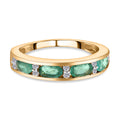 AA Äthiopischer Smaragd und weißer Zirkon-Ring, 925 Silber Gelbgold Vermeil (Größe 16.00) ca. 1.06 ct