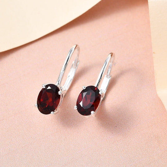 Rote Granat-Ohrringe, 925 Silber ca. 2,04 ct