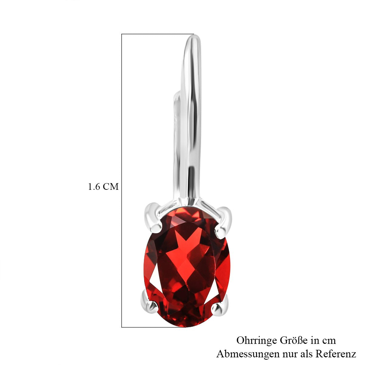 Rote Granat-Ohrringe, 925 Silber ca. 2,04 ct