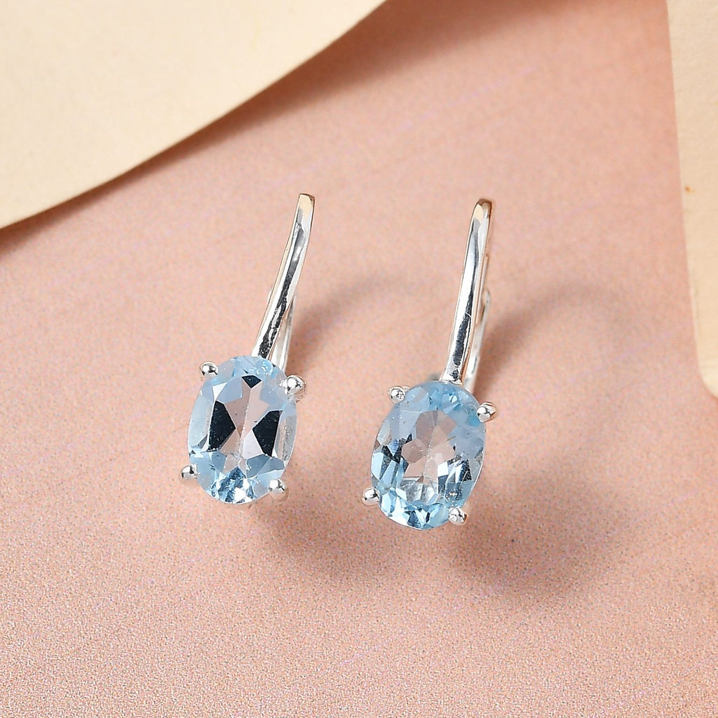 Himmelblaue Topas-Ohrringe, 925 Silber ca. 1,84 ct