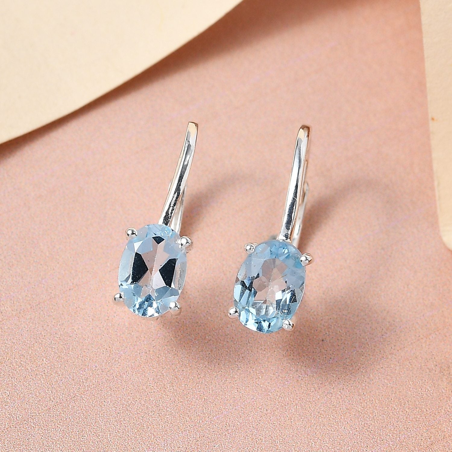 Himmelblaue Topas-Ohrringe, 925 Silber ca. 1,84 ct
