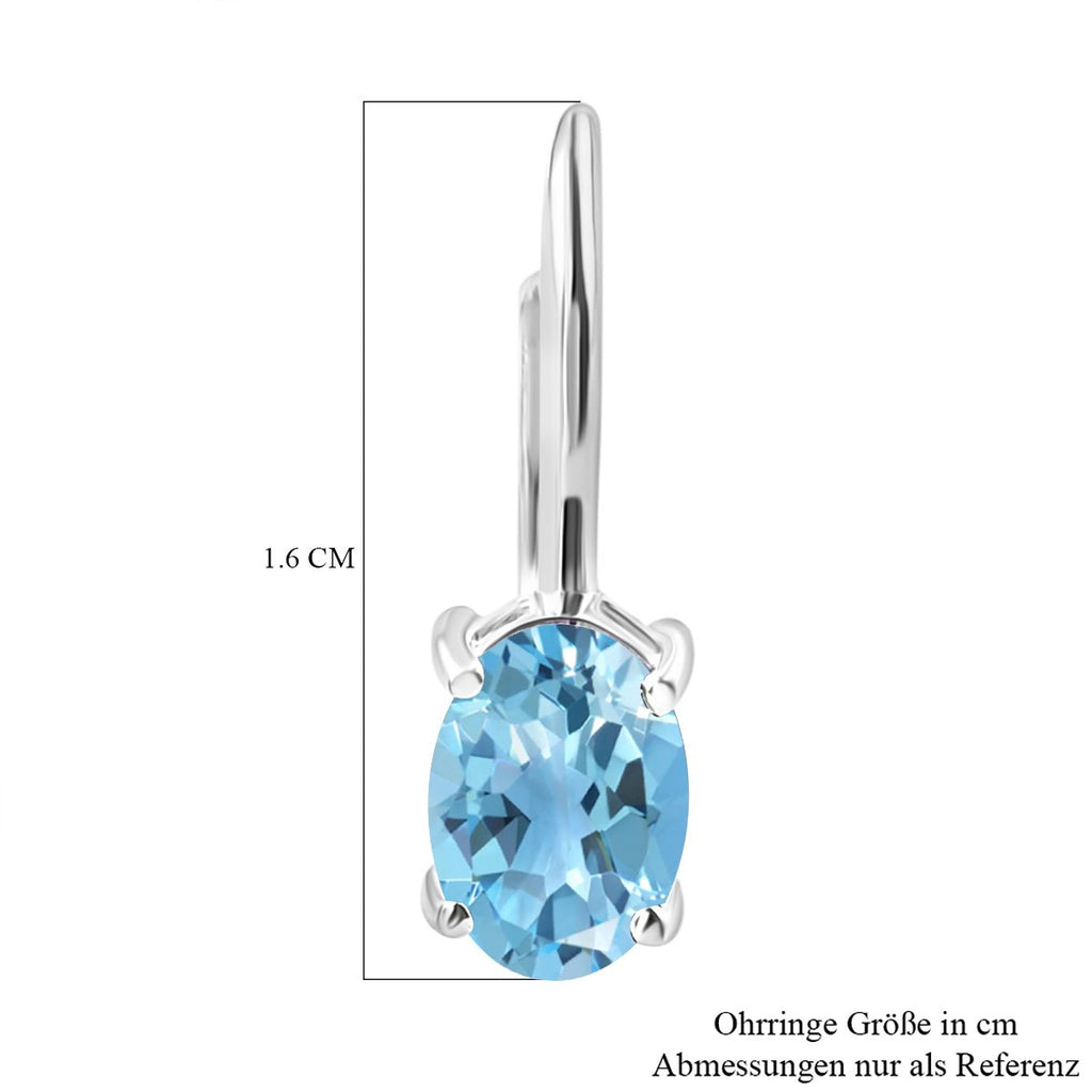 Himmelblaue Topas-Ohrringe, 925 Silber ca. 1,84 ct
