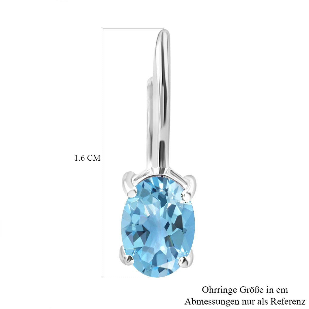 Himmelblaue Topas-Ohrringe, 925 Silber ca. 1,84 ct