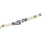 Natürliche, äthiopische Opal und Kagem sambische Smaragd-Halskette, ca. 50 cm, 925 Silber ca. 42.00 ct