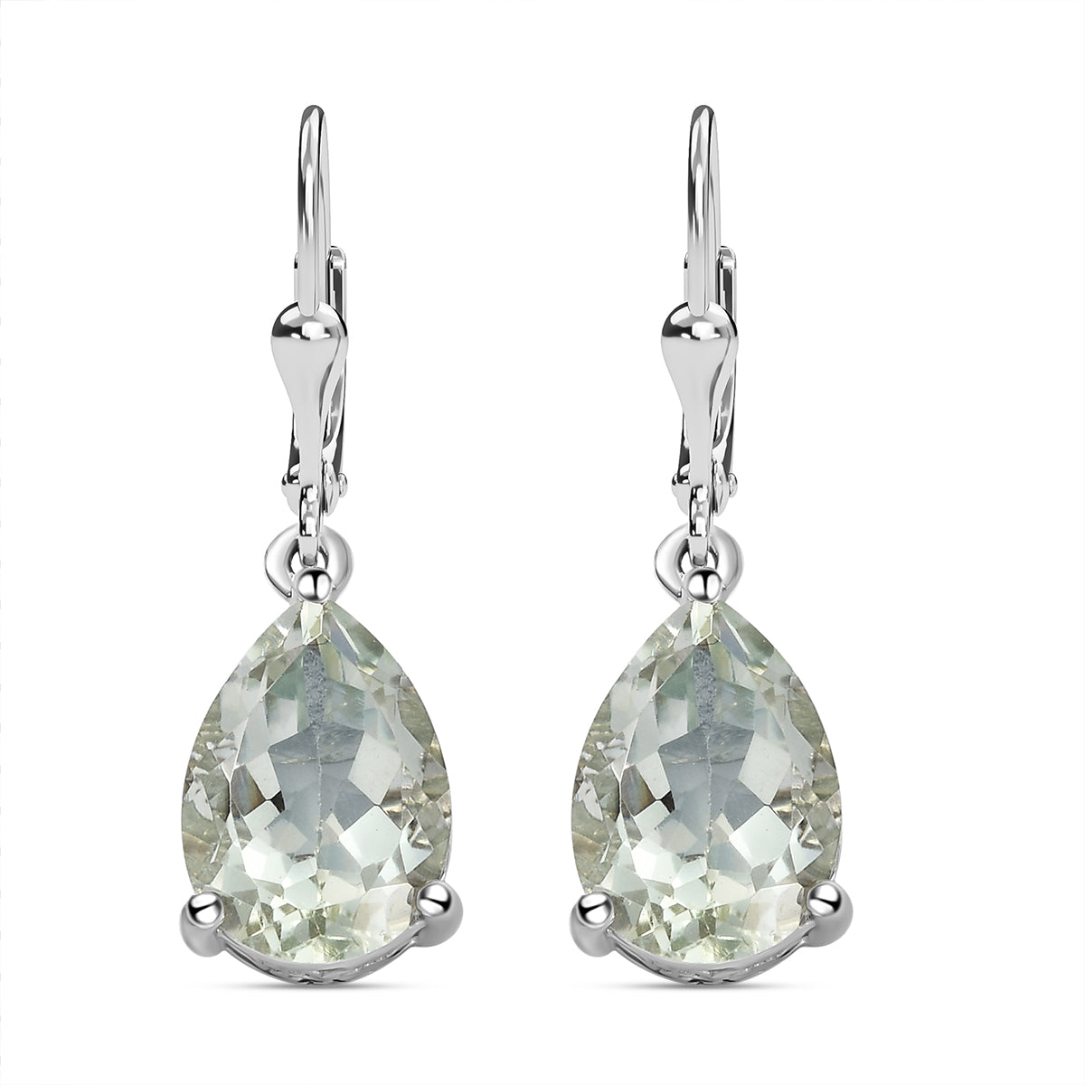 Prasiolith-Ohrringe, 925 Silber platiniert ca. 9,99 ct