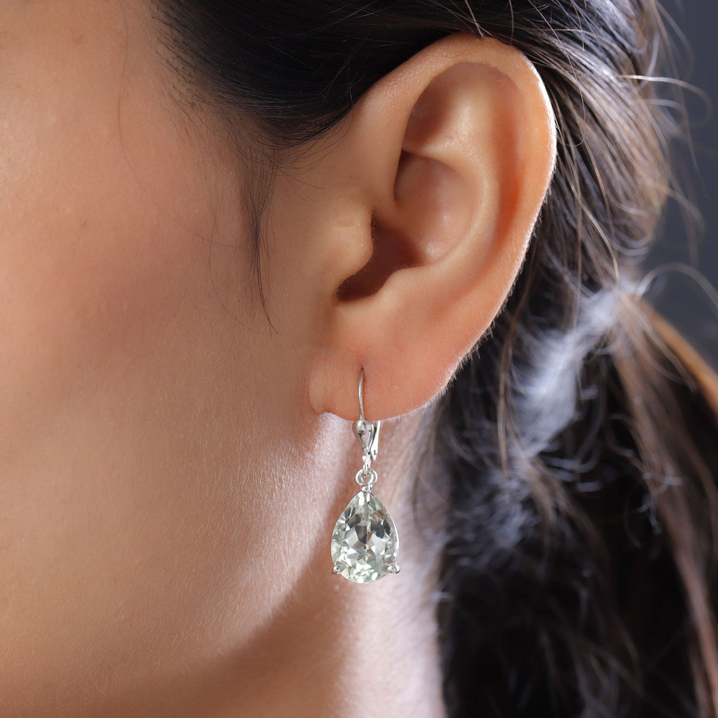 Prasiolith-Ohrringe, 925 Silber platiniert ca. 9,99 ct