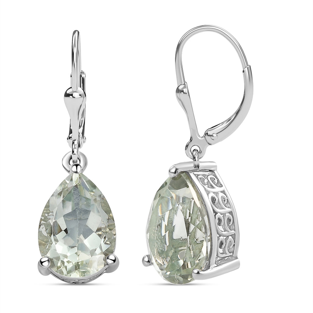 Prasiolith-Ohrringe, 925 Silber platiniert ca. 9,99 ct
