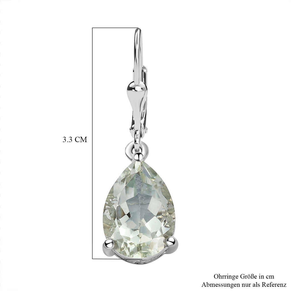 Prasiolith-Ohrringe, 925 Silber platiniert ca. 9,99 ct