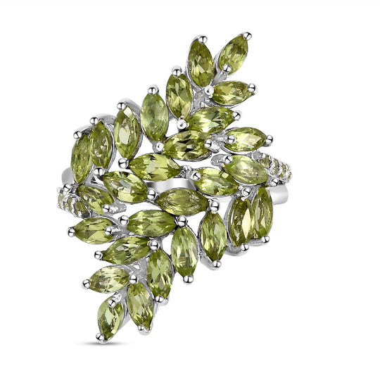 Natürlicher Peridot-Ring, 925 Silber platiniert ca. 4,60 ct