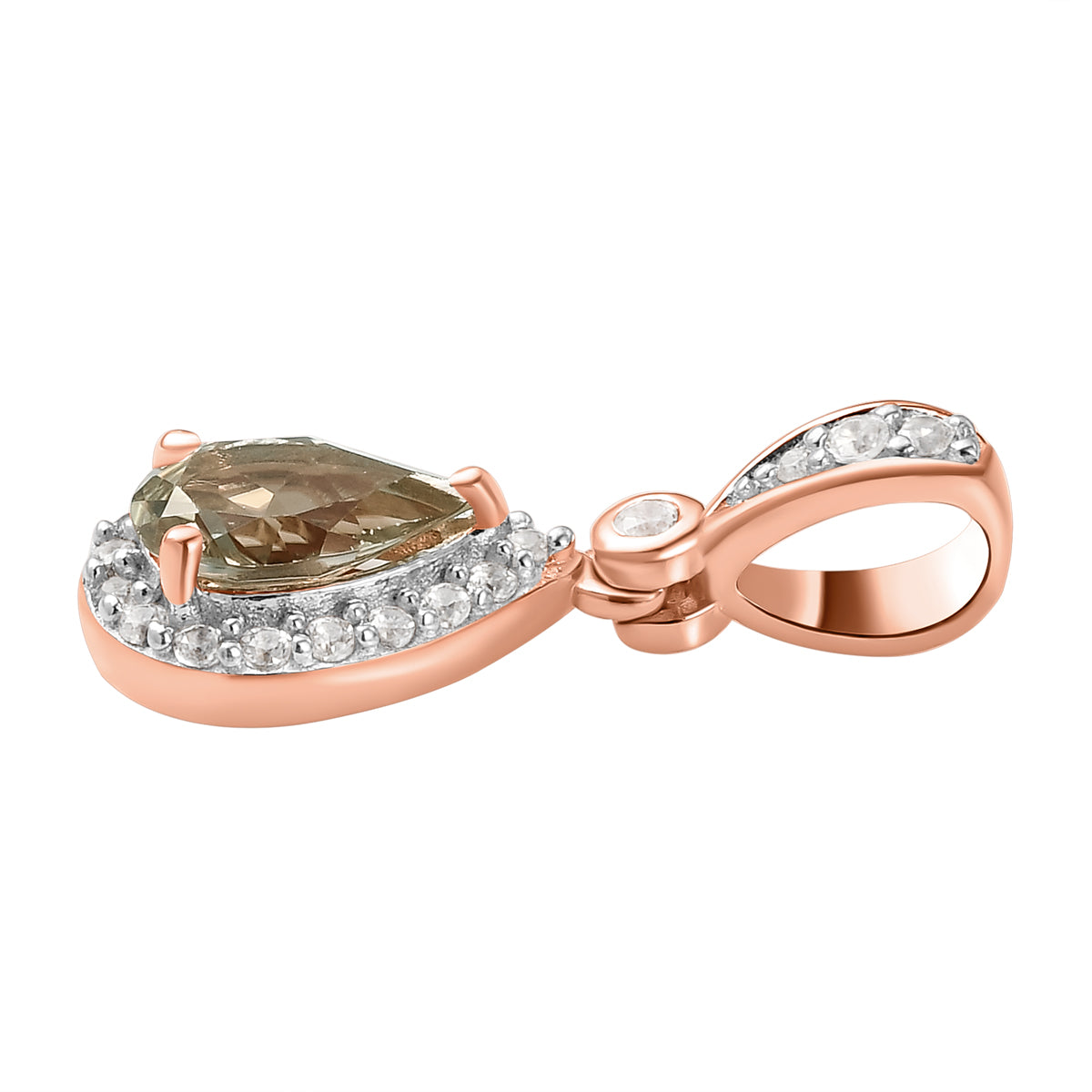 AAA Turkizit und weißer Zirkon-Anhänger, 925 Silber Roségold Vermeil ca. 1.12 ct