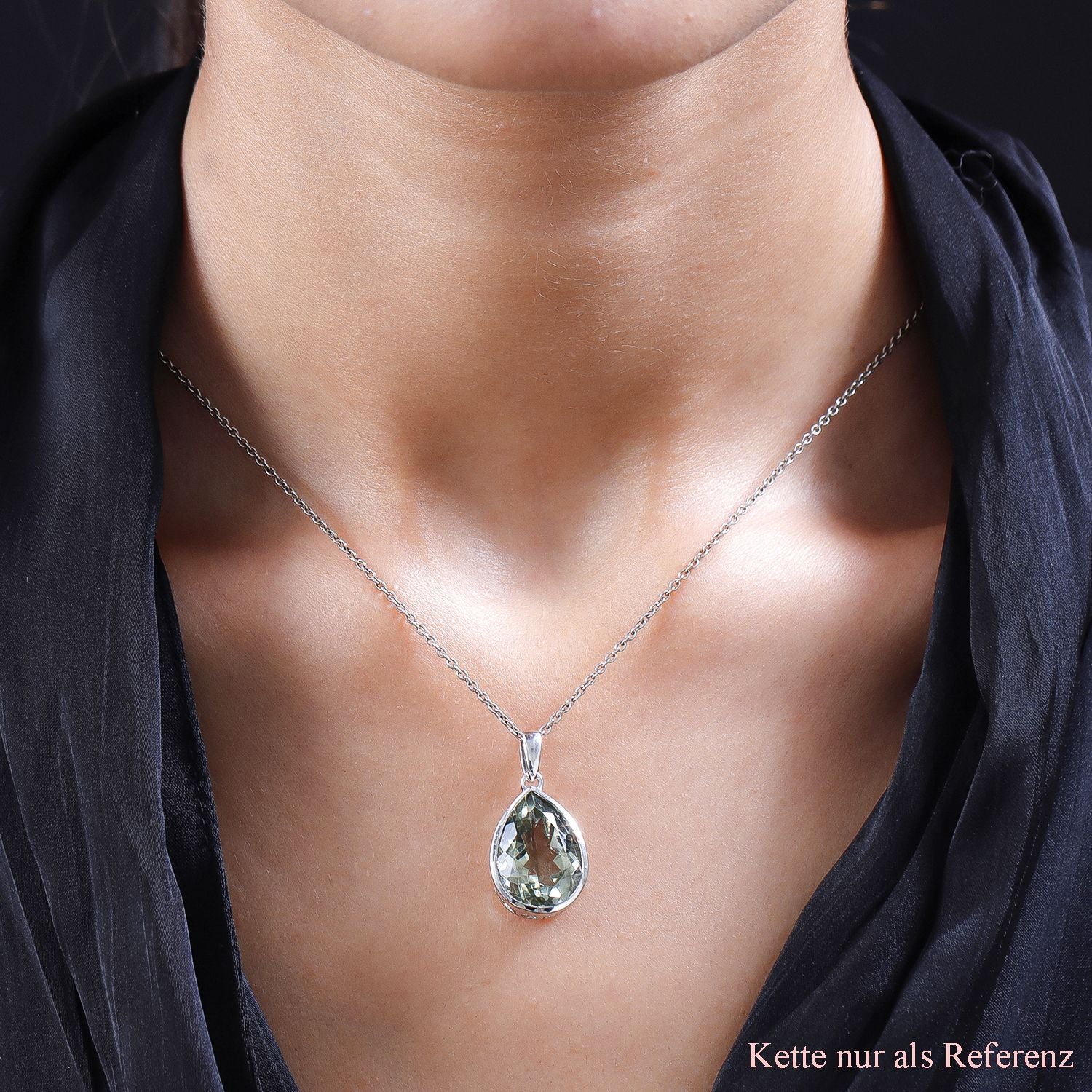 Prasiolith-Anhänger, 925 Silber platiniert ca. 10,68 ct