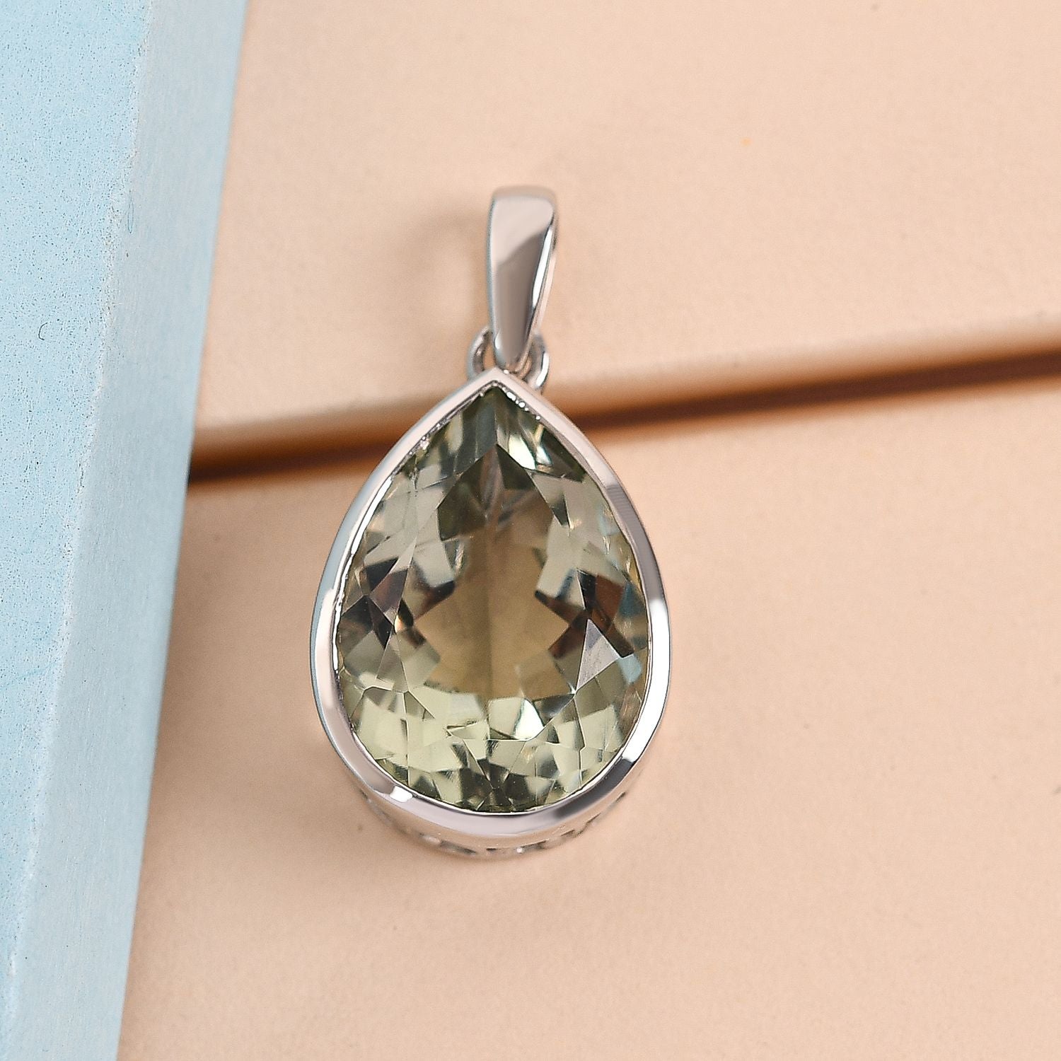 Prasiolith-Anhänger, 925 Silber platiniert ca. 10,68 ct