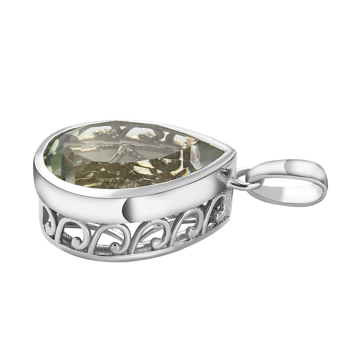Prasiolith-Anhänger, 925 Silber platiniert ca. 10,68 ct