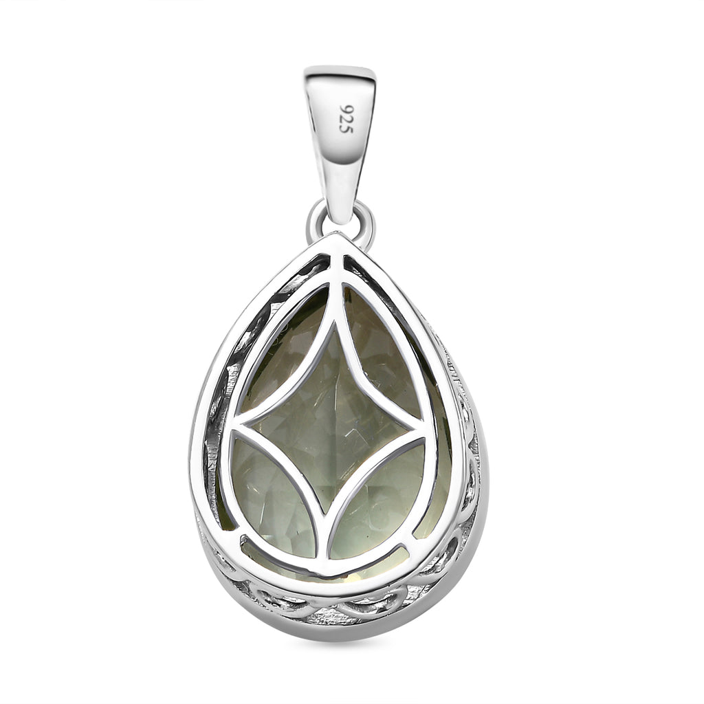 Prasiolith-Anhänger, 925 Silber platiniert ca. 10,68 ct