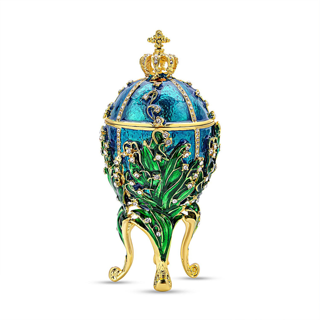 Tablettendöschen Deko Ei mit Kristallen, emailliert, blau