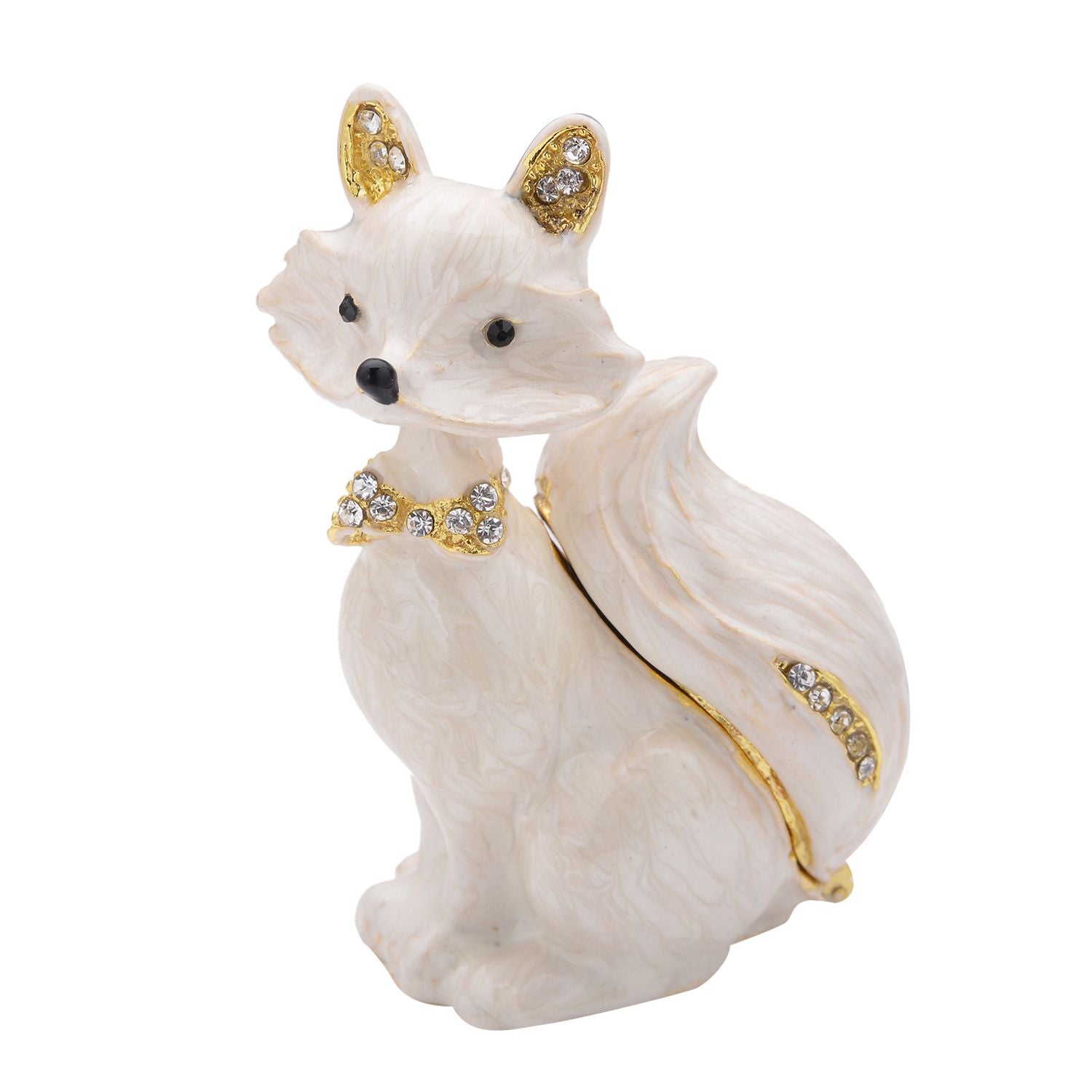 Tablettendöschen mit weißen Kristallen, emailliert, weiß, 5,2x7,2 cm, Fuchs