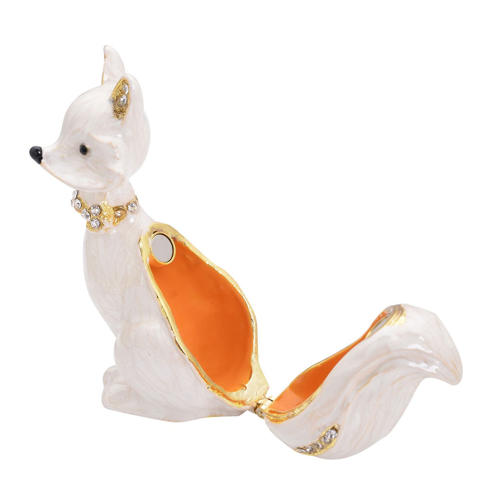Tablettendöschen mit weißen Kristallen, emailliert, weiß, 5,2x7,2 cm, Fuchs