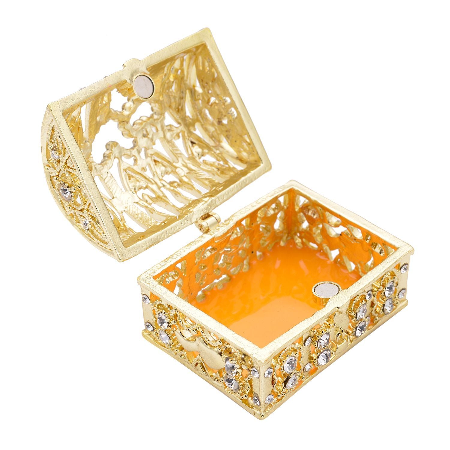 Schatztruhe Tablettendöschen mit Kristallen, emailliert, mehrfarbig, 7,5x2 cm, Schatztruhe