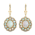 AA natürliche, äthiopische Welo Opal und florale Zirkon-Halo-Ohrhänger in Silber