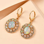 Natürliche, äthiopische Welo Opal-Ohrringe, 925 Silber Gelbgold Vermeil ca. 5.47 ct