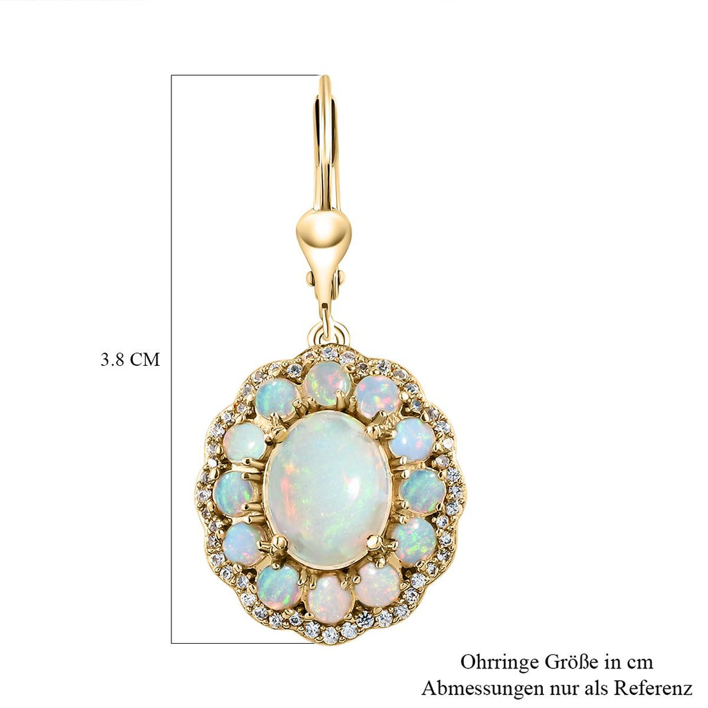 Natürliche, äthiopische Welo Opal-Ohrringe, 925 Silber Gelbgold Vermeil ca. 5.47 ct