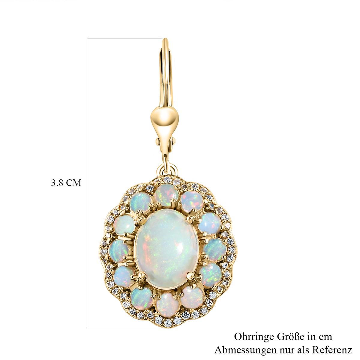 Natürliche, äthiopische Welo Opal-Ohrringe, 925 Silber Gelbgold Vermeil ca. 5.47 ct