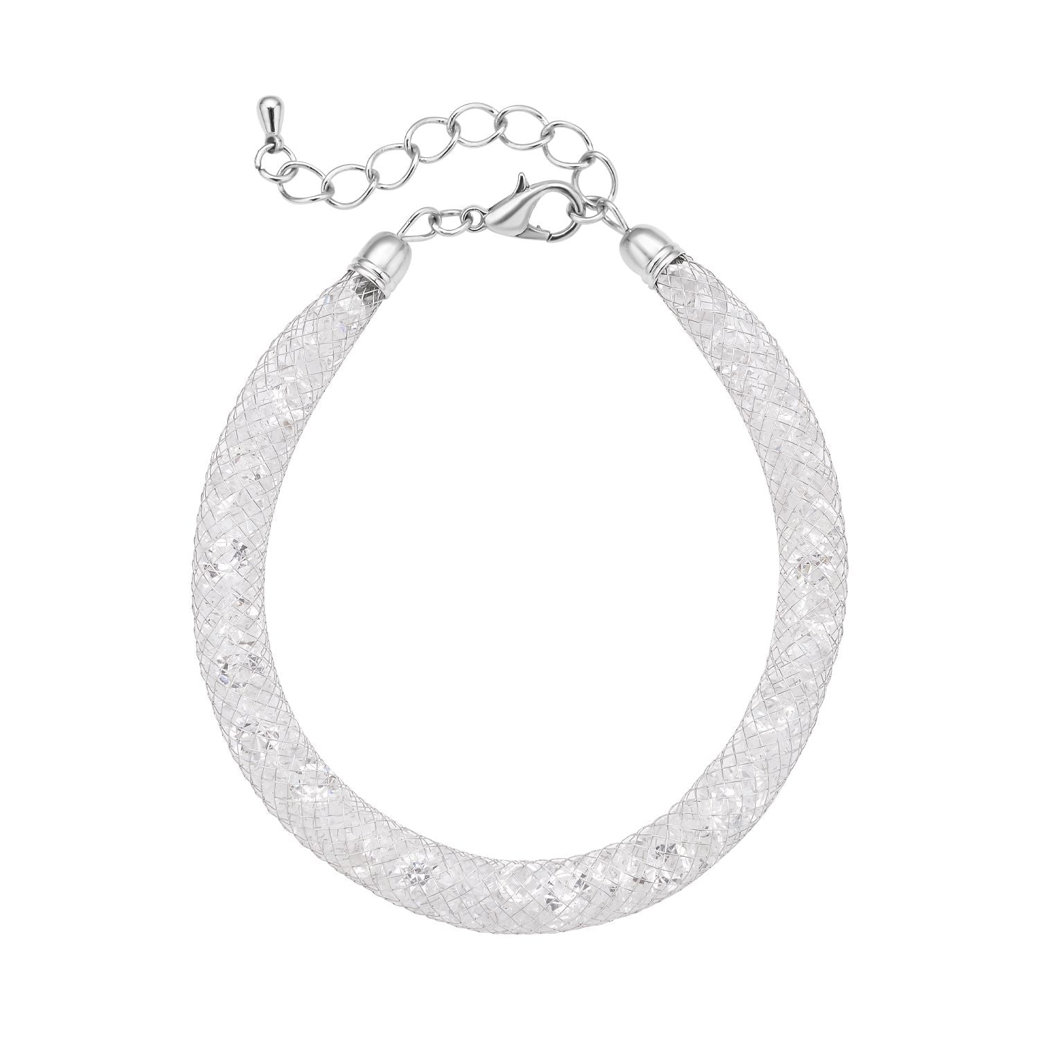 Weißes Kristall Armband, ca. 18 cm, reines Messing