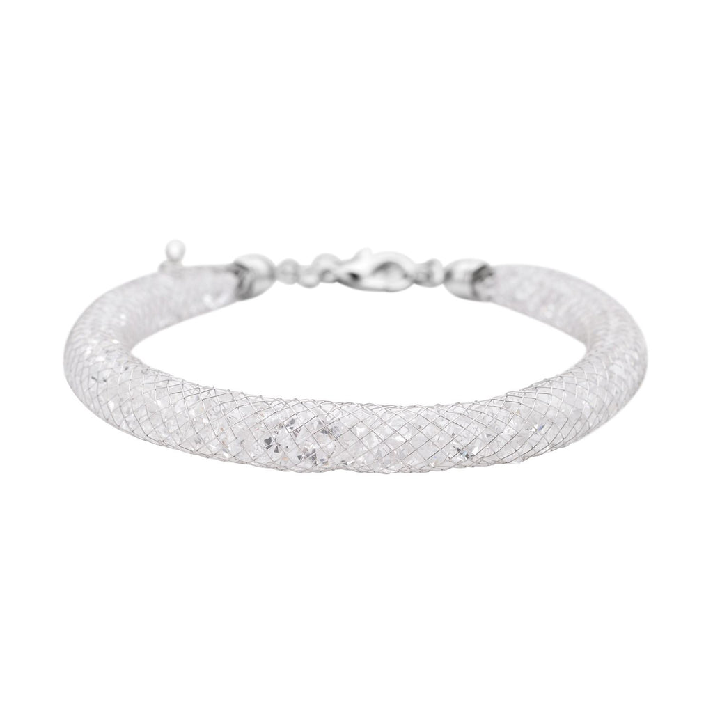 Weißes Kristall Armband, ca. 18 cm, reines Messing